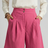 Damen Shorts mit Knopf Taille und Weiten Beinen