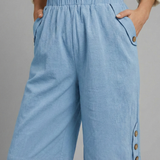 Damen Shorts mit elastischem Bund und Knopfdetails