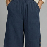 Damen Shorts mit elastischem Bund und Knopfdetails
