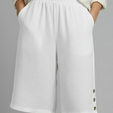 Damen Shorts mit elastischem Bund und Knopfdetails