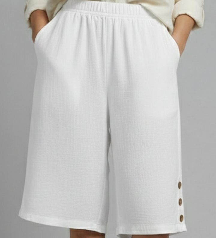 Damen Shorts mit elastischem Bund und Knopfdetails
