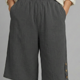 Damen Shorts mit elastischem Bund und Knopfdetails