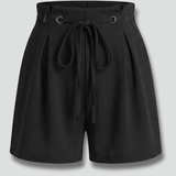 Damen Shorts mit Bindegürtel und Faltenfront