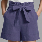 Damen Shorts mit Bindegürtel und Rüschensaum