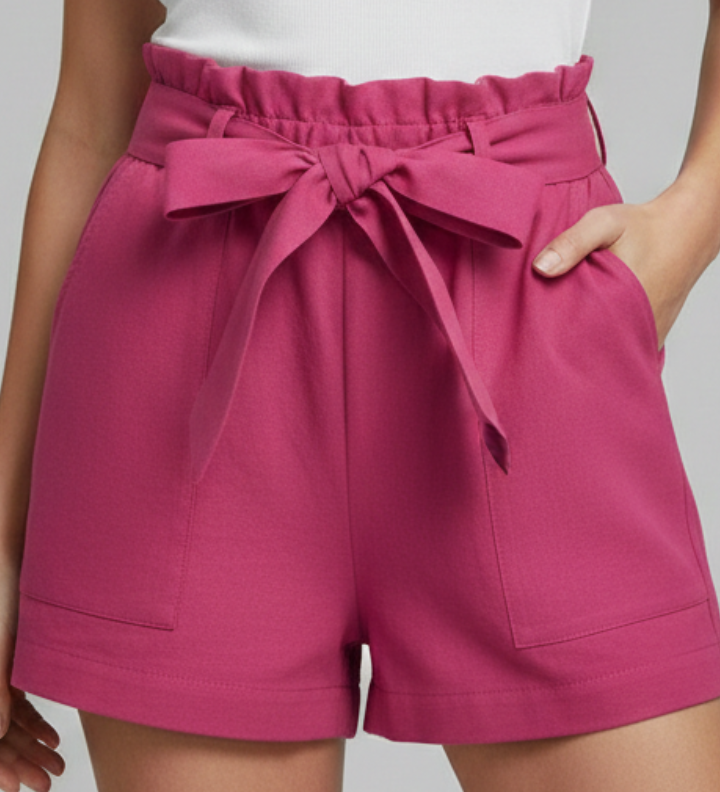 Damen Shorts mit Bindegürtel und Seitentaschen
