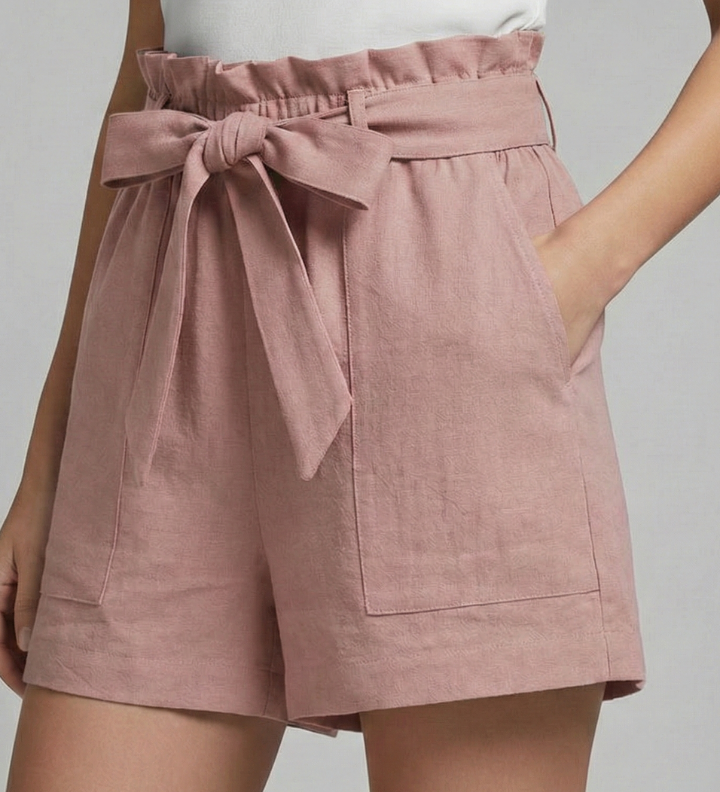 Damen Shorts mit Bindegürtel und Seitentaschen