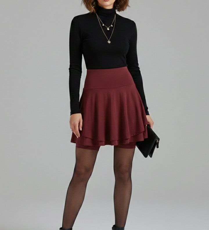 Damenrock mit hohem Bund und integrierten Shorts