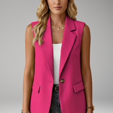 Ärmelloser Blazer für Damen mit Reverskragen und Taschen