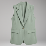 Damen ärmelloser Blazer mit Reverskragen und Taschen