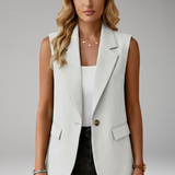 Damen ärmelloser Blazer mit Reverskragen und Taschen