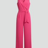 Damen ärmelloser Jumpsuit mit V-Ausschnitt und Bindegürtel