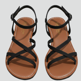 Damen Flache Sandalen mit Riemchen und Knöchelriemen