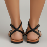Damen Flache Sandalen mit Riemchen und Knöchelriemen