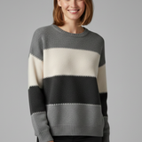 Gestreifter Strickpullover für Damen mit Rundhalsausschnitt und Rippensaum