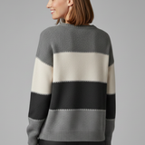 Gestreifter Strickpullover für Damen mit Rundhalsausschnitt und Rippensaum