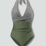 Damen Badeanzug mit Halterneck und Hoher Taille