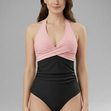 Damen Badeanzug mit Halterneck und Hoher Taille