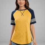 Damen T-Shirt mit Raglanärmeln und gestreiften Bündchen