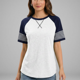 Damen T-Shirt mit Raglanärmeln und gestreiften Bündchen