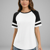 Damen T-Shirt mit Raglanärmeln und gestreiften Bündchen
