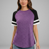 Damen T-Shirt mit Raglanärmeln und gestreiften Bündchen