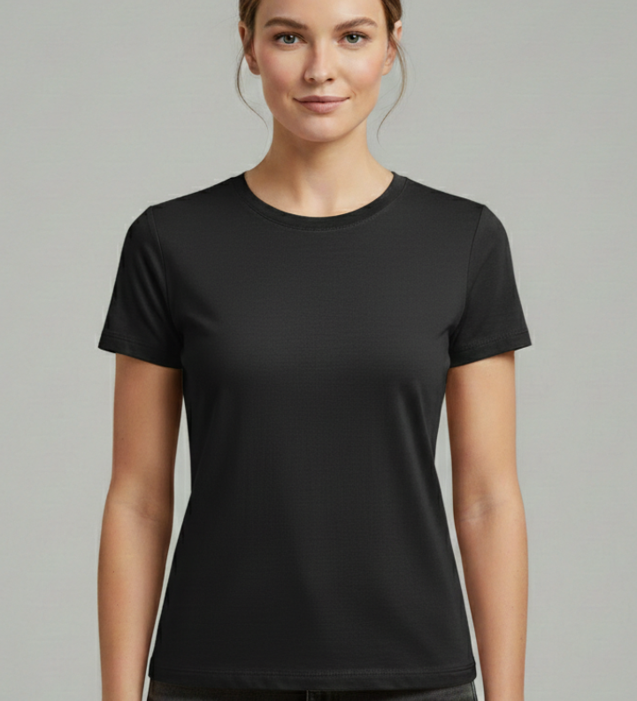 Damen T-Shirt mit Rundhalsausschnitt und kurzen Ärmeln