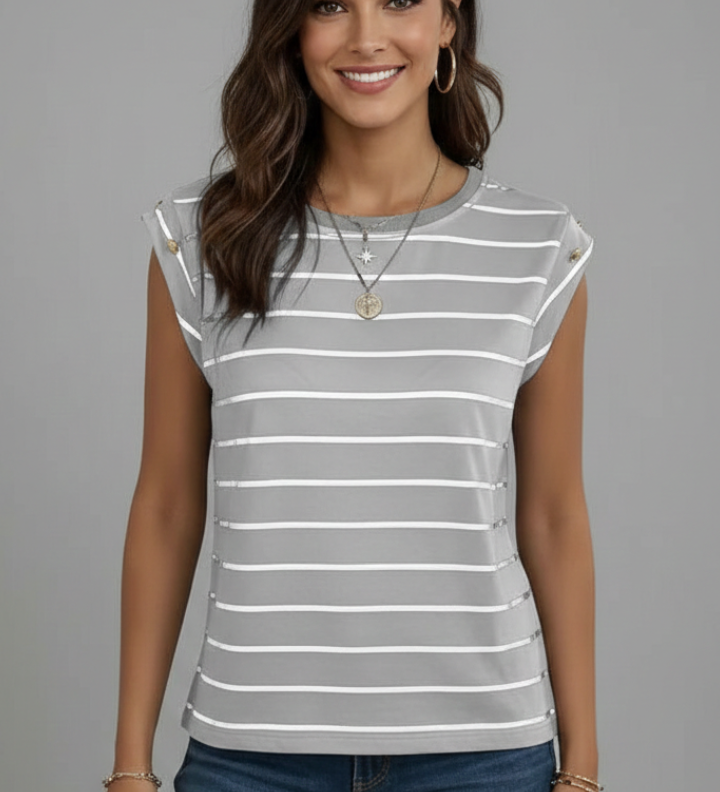 Damen T-Shirt mit Rundhalsausschnitt und ärmellosem Schnitt