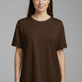 Damen T-Shirt mit Rundhalsausschnitt und umgeschlagenen Ärmeln