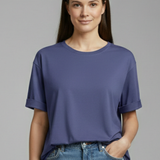 Damen T-Shirt mit Rundhalsausschnitt und umgeschlagenen Ärmeln