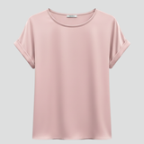 Damen T-Shirt mit Rundhalsausschnitt und umgeschlagenen Ärmeln