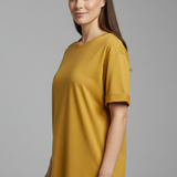 Damen T-Shirt mit Rundhalsausschnitt und umgeschlagenen Ärmeln