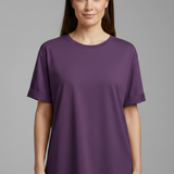 Damen T-Shirt mit Rundhalsausschnitt und umgeschlagenen Ärmeln