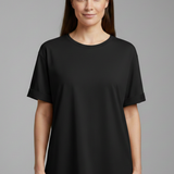 Damen T-Shirt mit Rundhalsausschnitt und umgeschlagenen Ärmeln