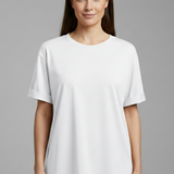 Damen T-Shirt mit Rundhalsausschnitt und umgeschlagenen Ärmeln