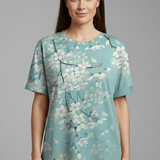Damen T-Shirt mit Rundhalsausschnitt und umgeschlagenen Ärmeln