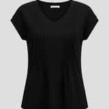 Damen T-Shirt mit V-Ausschnitt und plissierter Oberfläche