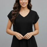 Damen T-Shirt mit V-Ausschnitt und plissierter Oberfläche