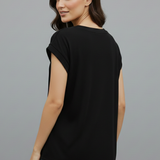 Damen T-Shirt mit V-Ausschnitt und plissierter Oberfläche