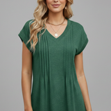 Damen T-Shirt mit V-Ausschnitt und plissierter Oberfläche