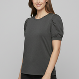 Damen T-Shirt mit V-Ausschnitt und Puffärmeln