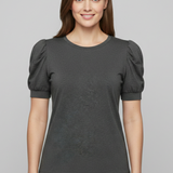 Damen T-Shirt mit V-Ausschnitt und Puffärmeln