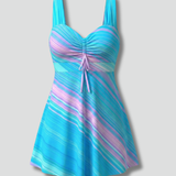 Damen Tankini Kleid mit V-Ausschnitt und Trägern