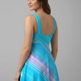 Damen Tankini Kleid mit V-Ausschnitt und Trägern