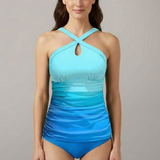 Damen Tankini-Set mit Kreuz-Ausschnitt und Raffung vorne