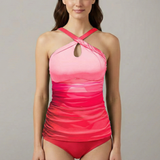Damen Tankini-Set mit Kreuz-Ausschnitt und Raffung vorne