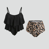 Damen Tankini-Set mit Rüschentop und hochtaillierten Bottoms
