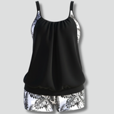 Damen Tankini Set mit Rundhalsausschnitt und bedruckten Shorts