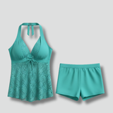 Damen Tankini-Set mit V-Ausschnitt und Spitzenoverlay