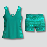 Damen Tankini-Set mit V-Ausschnitt und Shorts