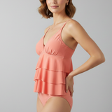 Damen Tankini-Set mit V-Ausschnitt und gestuften Rüschen